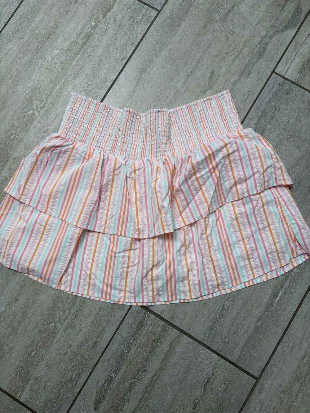 Vineyard Vines Pastel Multi-Stripe Smocked Mini Skirt